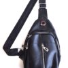 Leather Cross Body Bag Backpack W/5 Pockets & Adjustable Strap